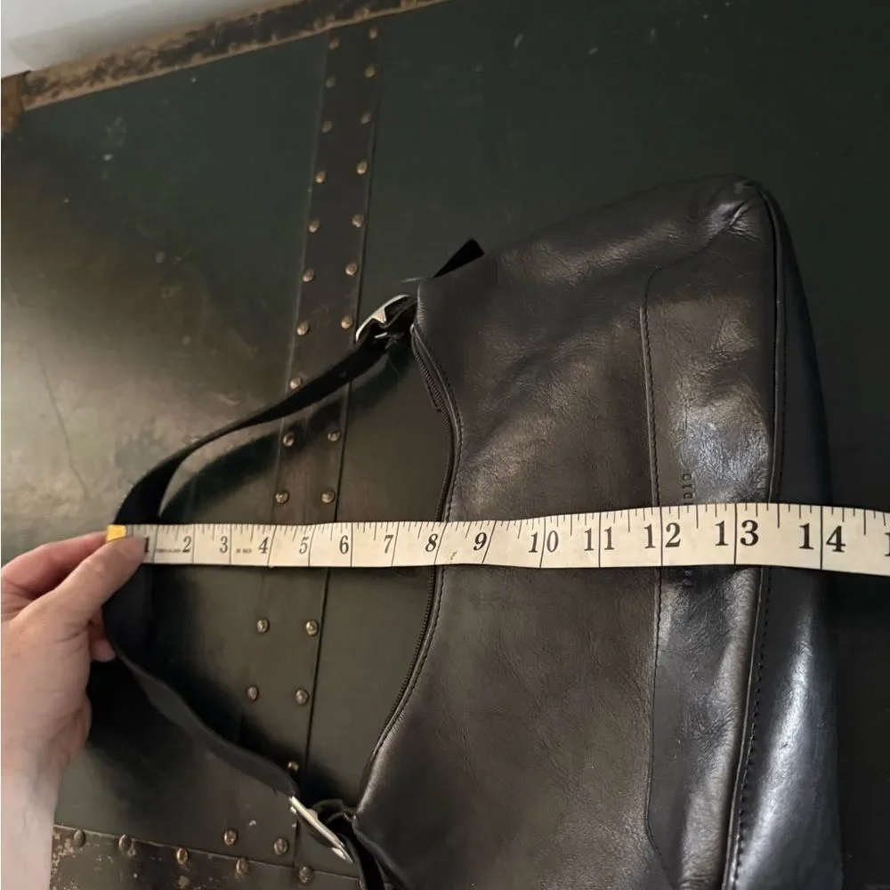 Wilsons Leather Pelle Studio Purse Black Zippered Adjustable Strap Shoulder Bag
